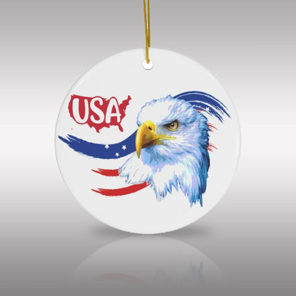 Patriotic Eagle USA Map Ceramic Ornament by Nature's Glow