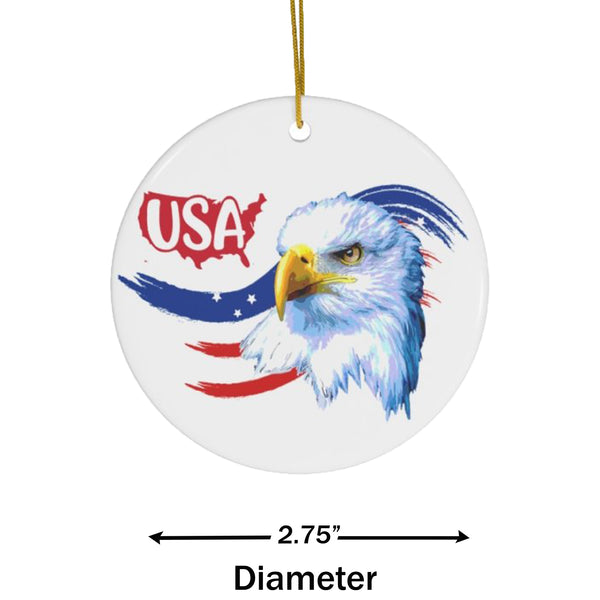 Patriotic Eagle USA Map Ceramic Ornament by Nature's Glow