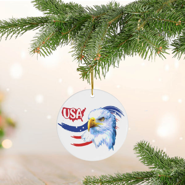 Patriotic Eagle USA Map Ceramic Ornament by Nature's Glow