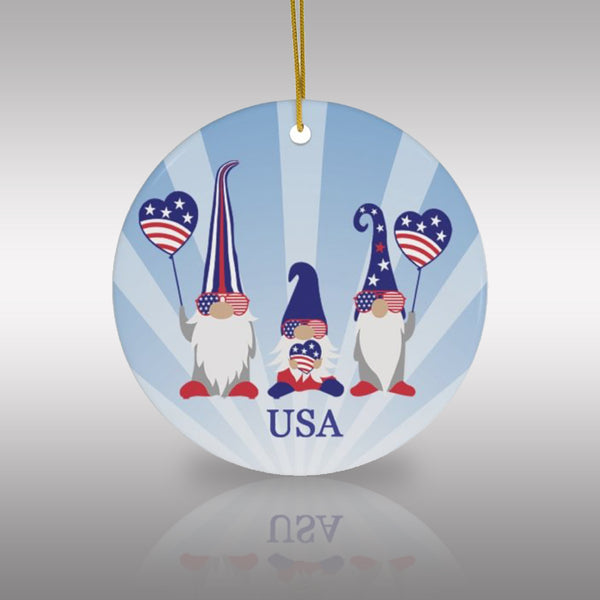 Patriotic Gnomes Ceramic Ornament by Nature's Glow