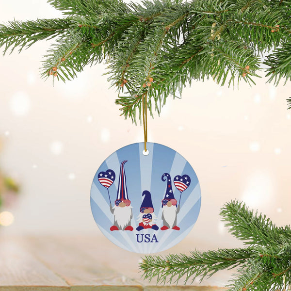 Patriotic Gnomes Ceramic Ornament by Nature's Glow