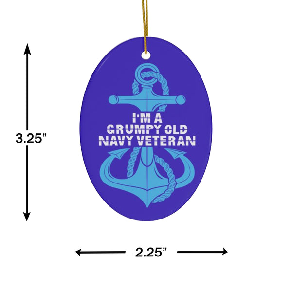 Patriotic Grumpy US Navy Veteran Ceramic Ornament by Nature's Glow