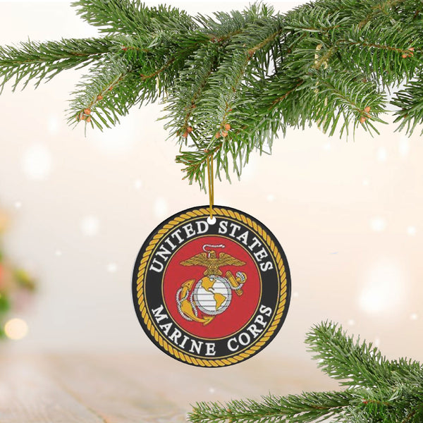 Patriotic Military US Marine Corp Emblem Ceramic Ornament by Nature's Glow