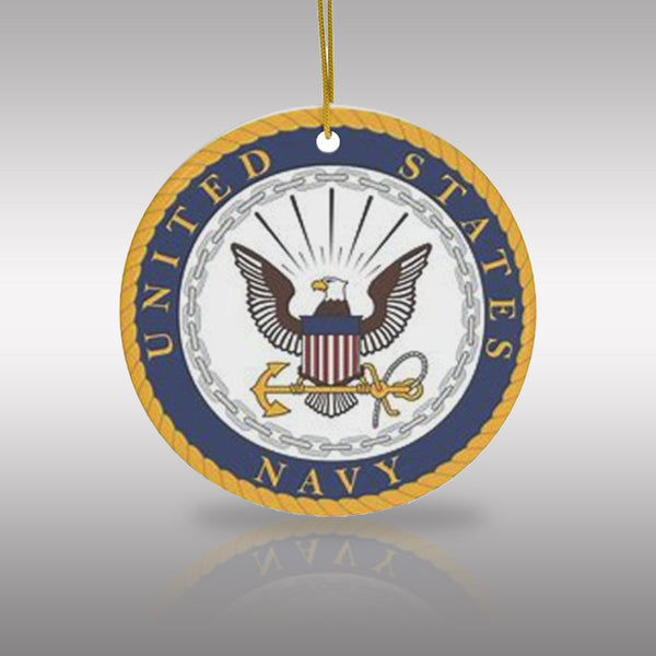 Patriotic Military US Navy Emblem Ceramic Ornament by Nature's Glow