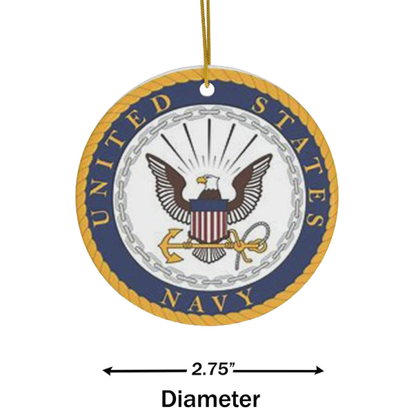 Patriotic Military US Navy Emblem Ceramic Ornament by Nature's Glow