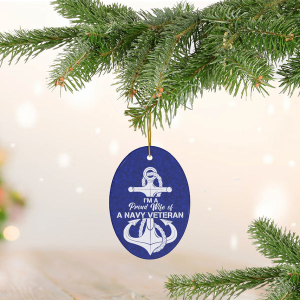 Patriotic Proud Wife of US Navy Reserve Ceramic Ornament by Nature's Glow