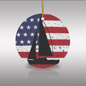 Patriotic Sailboat Flag Ceramic Ornament by Nature's Glow