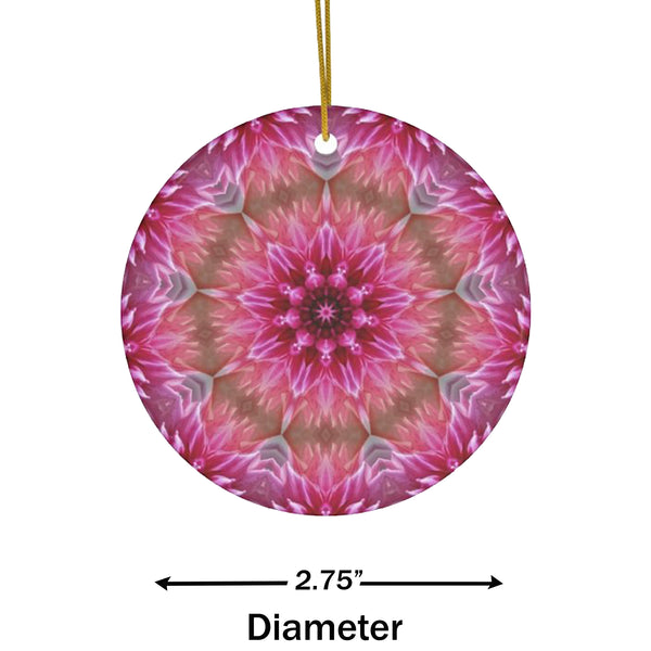 Pink Flower Mandala Ceramic Ornament