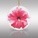 Pink Hibiscus Flower Ceramic Ornament