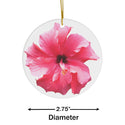 Pink Hibiscus Flower Ceramic Ornament