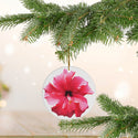 Pink Hibiscus Flower Ceramic Ornament