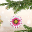 Pink Sunflower Ceramic Ornament