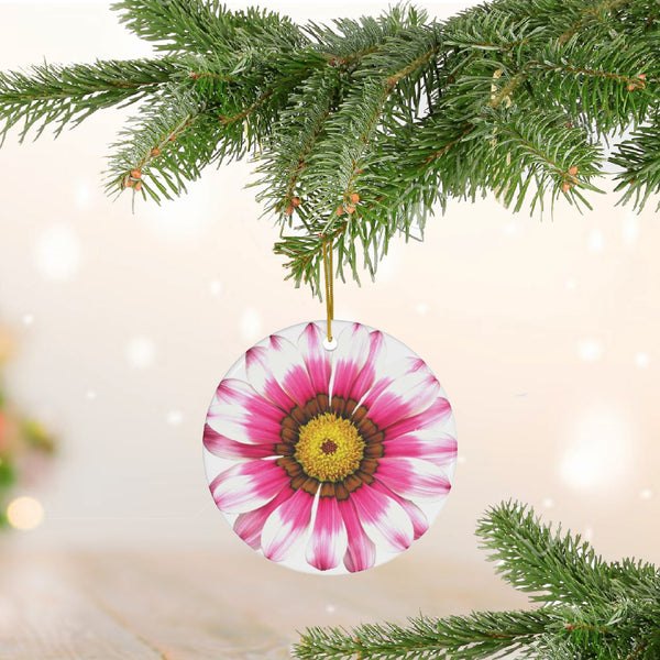 Pink Sunflower Ceramic Ornament