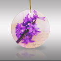 Purple Hyacinth Flower on Vintage Paper Ceramic Ornament