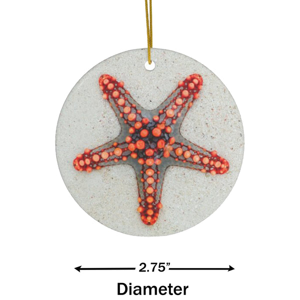 Red Starfish Ceramic Ornament