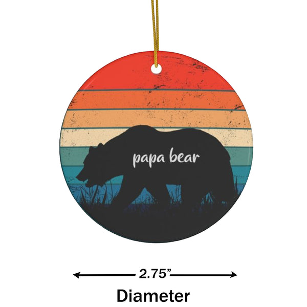 Retro Sunset Papa Bear Ceramic Ornament by Nature's Glow