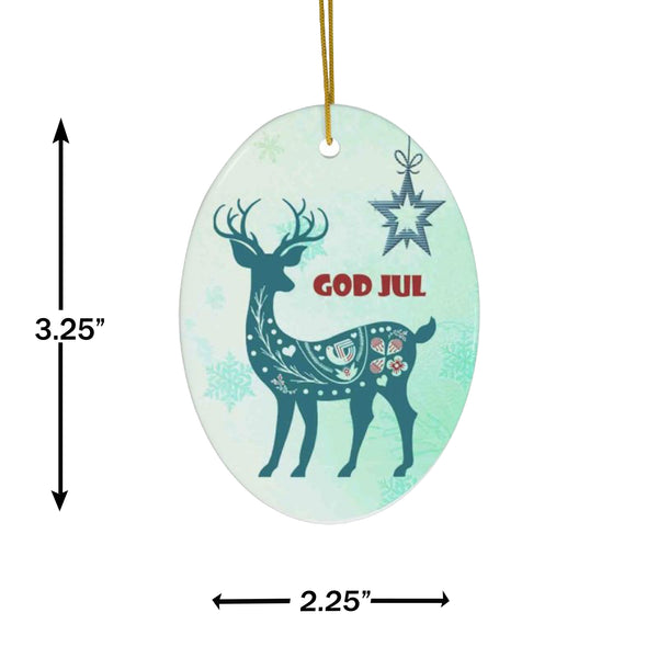Scandinavian Christmas Deer Ceramic Ornament by Nature's Glow