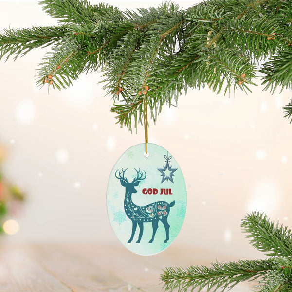 Scandinavian Christmas Deer Ceramic Ornament by Nature's Glow