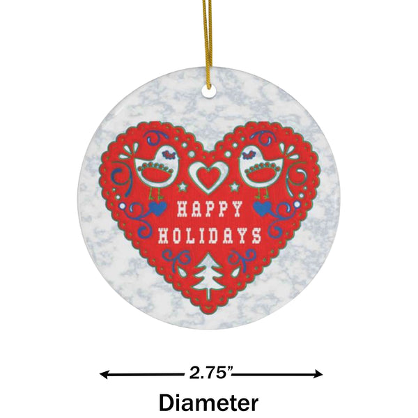 Scandia Happy Holidays Heart Ceramic Ornament by Nature's Glow