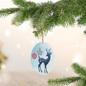 Scandia Nordic Folk Art Reindeer Ceramic Ornament by Nature's Glow