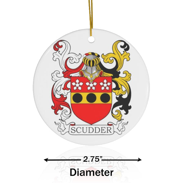 Scudder Coat of Arms Ceramic Ornament - Custom Order - Single