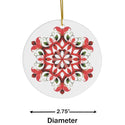 Strawberry Snowflake Mandala Ceramic Ornament
