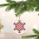 Strawberry Snowflake Mandala Ceramic Ornament