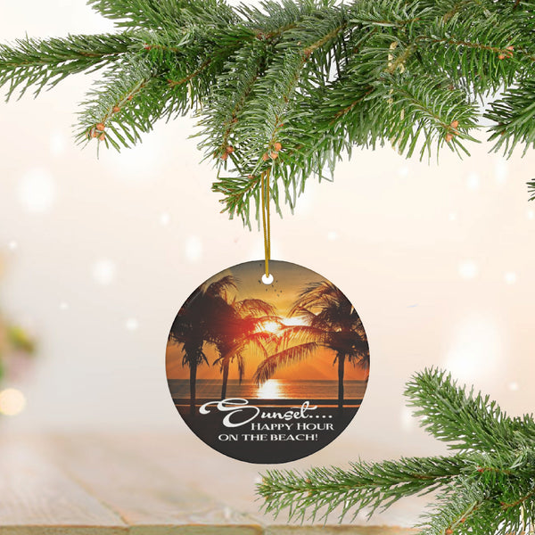 Sunset Happy Hour Ceramic Ornament by Nature's Glow