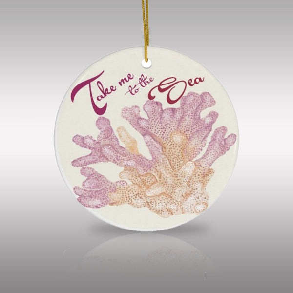 Take Me to the Sea Coral Ceramic Ornament by Nature's Glow