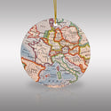 Vintage Europe Map Ceramic Ornament