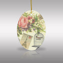 Vintage French Floral Garden with Ephemera Print Ceramic Ornament