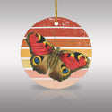 Vintage Orange Butterfly on Retro Sunset Ceramic Ornament by Nature's Glow