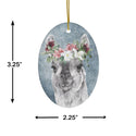 Watercolor Boho Llama with Flowers Ceramic Ornament by Nature's Glow