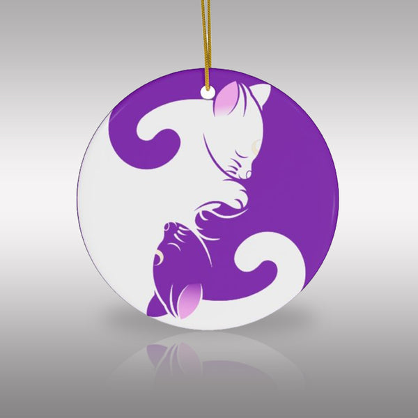 Yin Yang Kitten Cat Lovers Ceramic Ornament