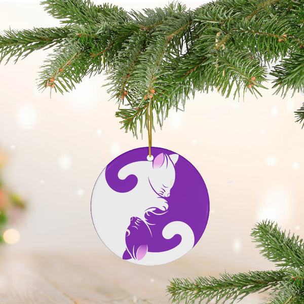 Yin Yang Kitten Cat Lovers Ceramic Ornament