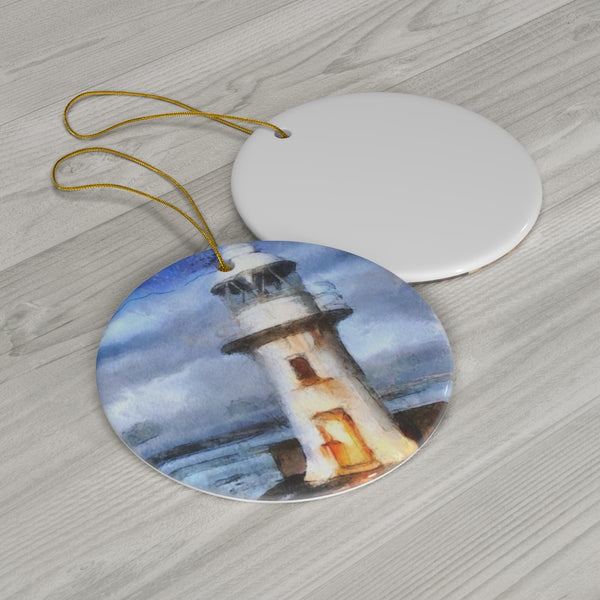 Bixham Lighthouse Watercolor Ceramic Ornament