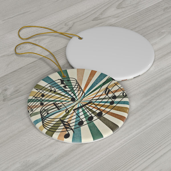 Retro Music Notes Ceramic Ornament