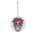 Sugar Skull with Roses Day of the Dead Ceramic Ornament