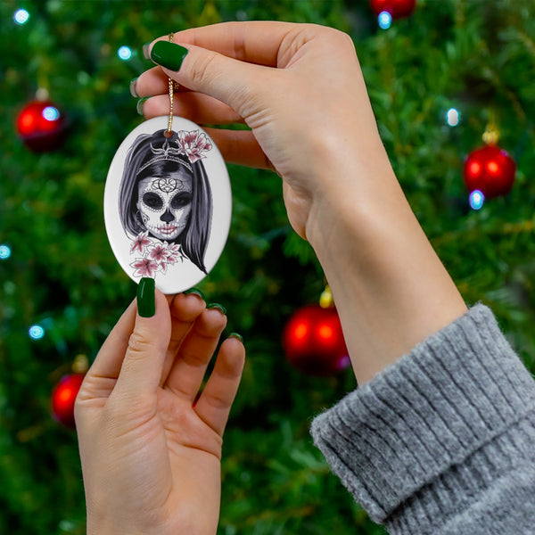 Mexican Day of the Dead Ceramic Halloween Ornament