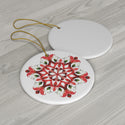 Strawberry Snowflake Mandala Ceramic Ornament