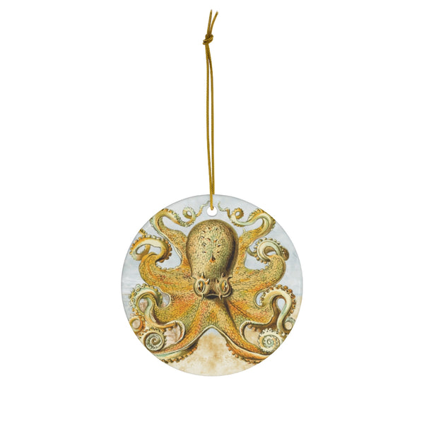 Golden Octopus Ceramic Ornament