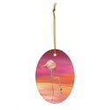 Tropical Flamingo at Sunset Ceramic Ornament