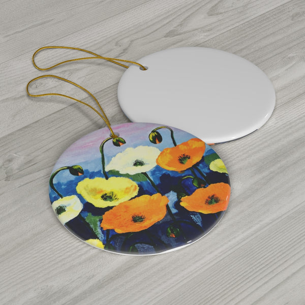 Poppies in a Field Ceramic Ornament