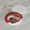 Christmas Squirrel Ceramic Ornament