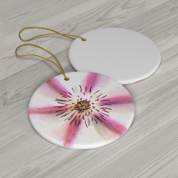 Clematis Flower Blossom Ceramic Ornament