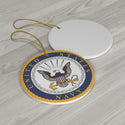 Patriotic Military US Navy Emblem Ceramic Ornament by Nature's Glow