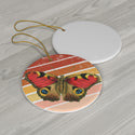 Vintage Orange Butterfly on Retro Sunset Ceramic Ornament by Nature's Glow