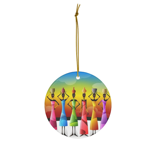 African Tribal Women of Color Ceramic Ornament