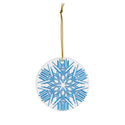 Nordic Blue Snowflake Ceramic Ornament by Nature's Glow