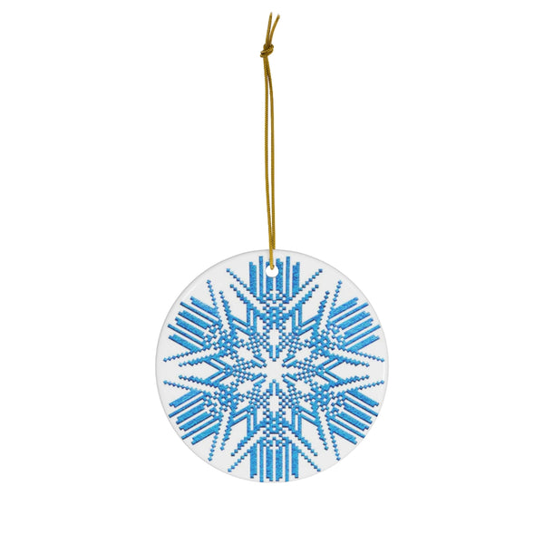 Nordic Blue Snowflake Ceramic Ornament by Nature's Glow